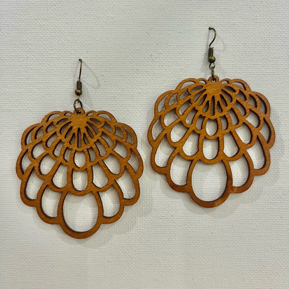 Wooden Floral Earrings